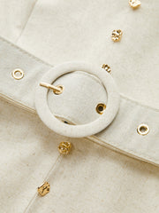 Button Front Belted Midi Dress