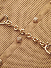 Knit Dress with Buttons and Matching Belt