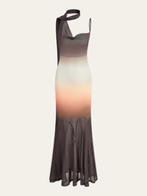 Halter Neck Ombre Mesh Maxi Dress