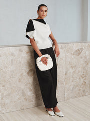 Asymmetric Color-Block Knit Top