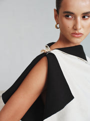 Asymmetric Color-Block Knit Top