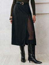 Sheer Slit Midi Skirt without Belt