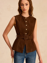 Suede Effect Vest with Belt