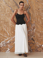 Color-Blocked Backless Cami Maxi Dress