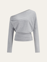 One-Shoulder Draped Ruched Sweatshirt