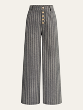 Pinstripe Linen & Cotton High-Waist Pants