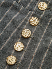 Pinstripe Linen & Cotton High-Waist Pants