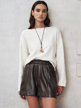 Elastic Waistband Faux Leather Shorts