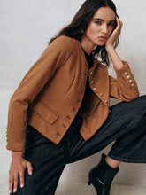 Metal Button Suede Effect Jacket