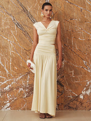 Ruched Crop Top and Maxi Skirt Set