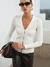 V-Neck Ribbed Knit Top