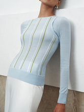 Color Block Striped Crew Neck Knit Top