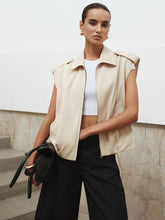 Collared Cap Sleeve Zip-Up Vest