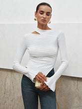 Asymmetric Cut-Out Textured Knit Top