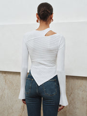 Asymmetric Cut-Out Textured Knit Top