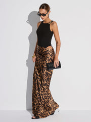 Leopard Print Cut-Out Maxi Dress