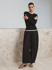 Contrast Trim Long Sleeve T-Shirt