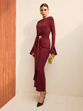 Long-Sleeve Draped Maxi Dress