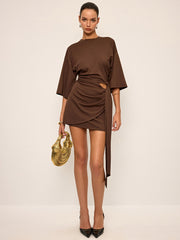 Half-Sleeve Cut-Out Mini Dress