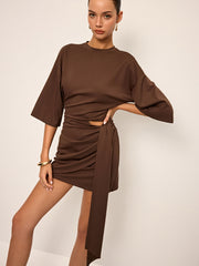 Half-Sleeve Cut-Out Mini Dress