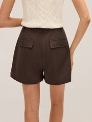 Pleated Mid-Waist Shorts without Belt