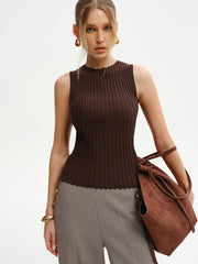 Textured Sleeveless Sweater Vest