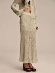 Tencel Flared Sleeve Knit Skirt Set