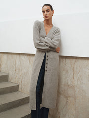Button-Front Longline Knit Outerwear
