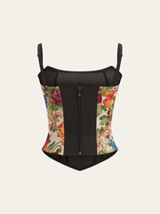 Floral-Embroidered Cami Corset Top