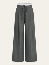 Contrast Ruffle Waistband Pinstripe Pants