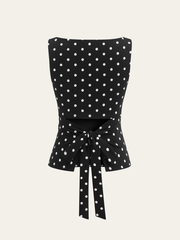 Polka Dot Cotton Blend Sleeveless Top