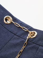 Wide-Leg Chain Jeans Pants
