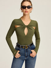 Cut-Out Twist Long Sleeve Blouse