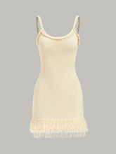 Braided Rope Strap Fringe Hem Sweater Dress