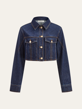 Metal Button Cropped Denim Jacket