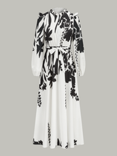 Ruffle Neck Belted Floral Print Maxi Dress