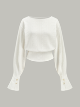 Textured Jacquard Mutton Sleeve Sweatshirt