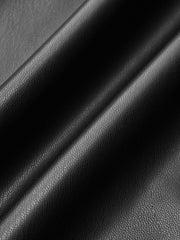 Metal Button Puffed Sleeve PU Leather Jacket