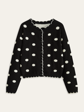 Scalloped Trim Polka Dot Knit Cardigan