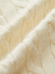 Contrast Stitched Cable Knit Polo Sweater