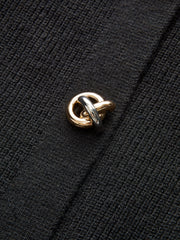 Wool Blend Denim Collar Puff Sleeve Cardigan