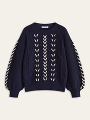 Contrast Stitched Cable Knit Top