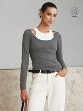 2 in 1 Wool-Blend Layered Cut-Out Knit Top