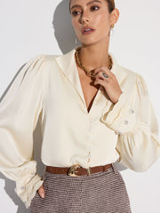 Puffed Sleeve Collar Shirt
