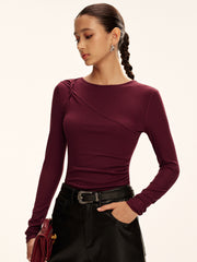 Asymmetric Twist Long-Sleeve Top