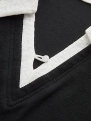 Lace Trim Collar Cotton Blend T-Shirt