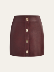 PU Leather Metal Detail Mini Skirt