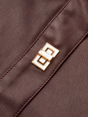 PU Leather Metal Detail Mini Skirt