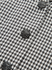 Houndstooth Belted Collar Vest