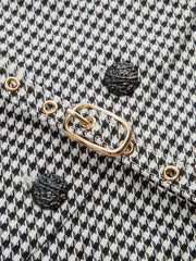 Houndstooth Belted Collar Vest